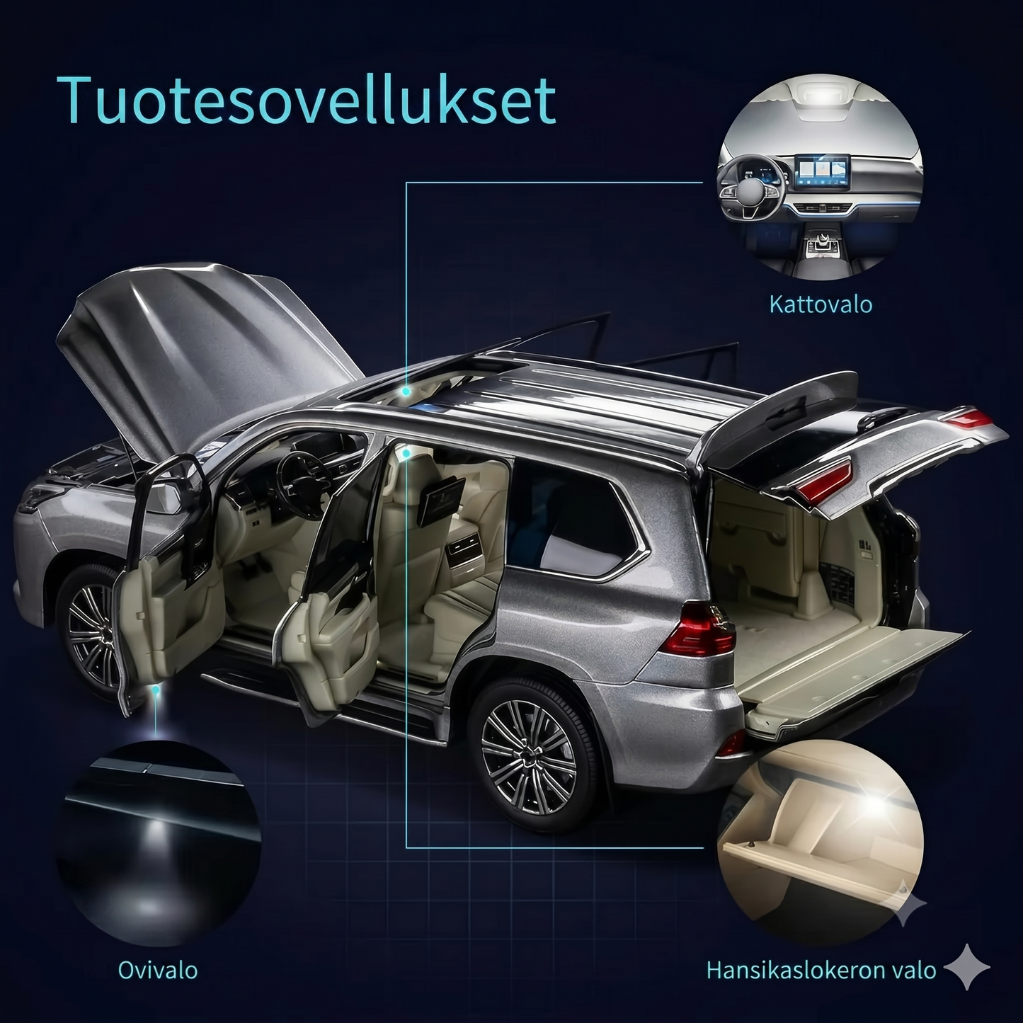 42-osainen auton sisävalosarja