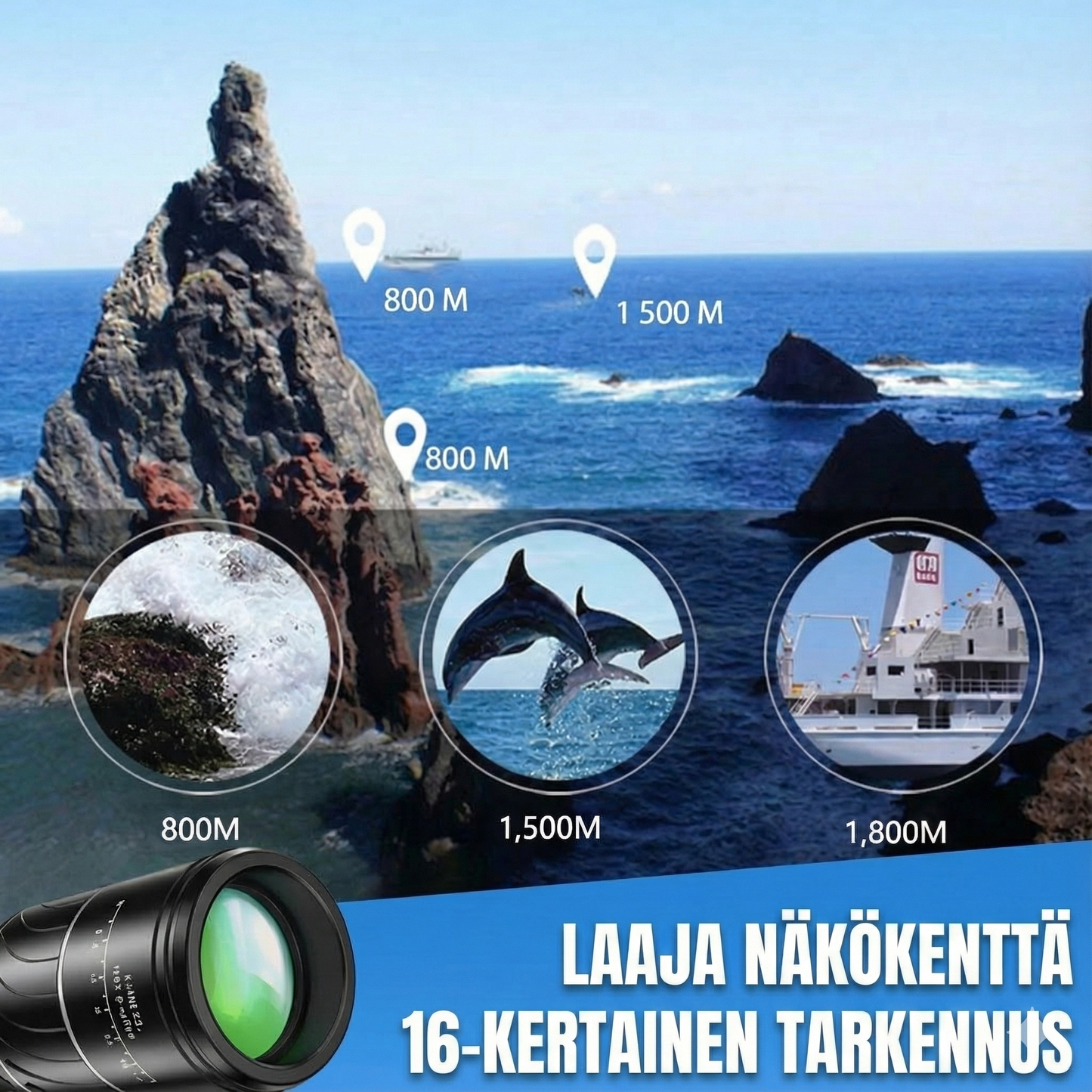 16x52 Monokulaarinen kaksoisoptinen zoom-teleskooppi