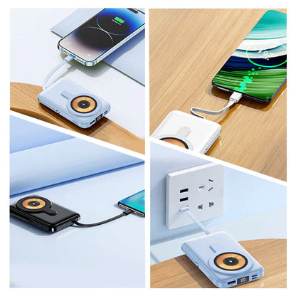 Magneettinen langaton 10000 mAh varavirtalähde ja pikalaturi puhelintelineellä