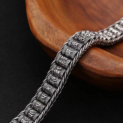 Tiibetiläinen rukousmylly-rannekoru – 925 sterling-hopeaa