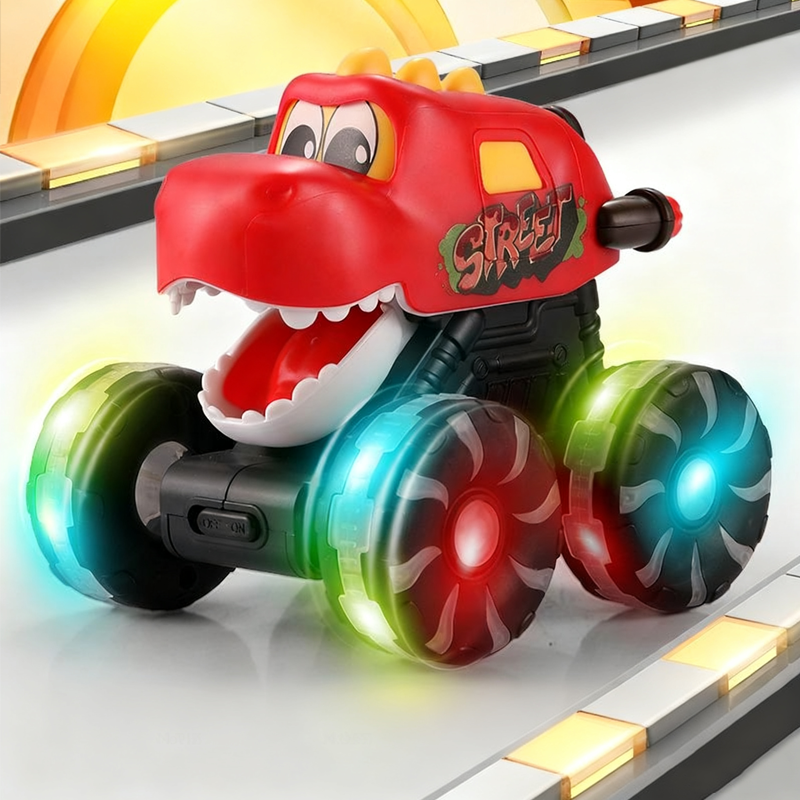 Paina ja mene -dinosaurusleluauto valoilla