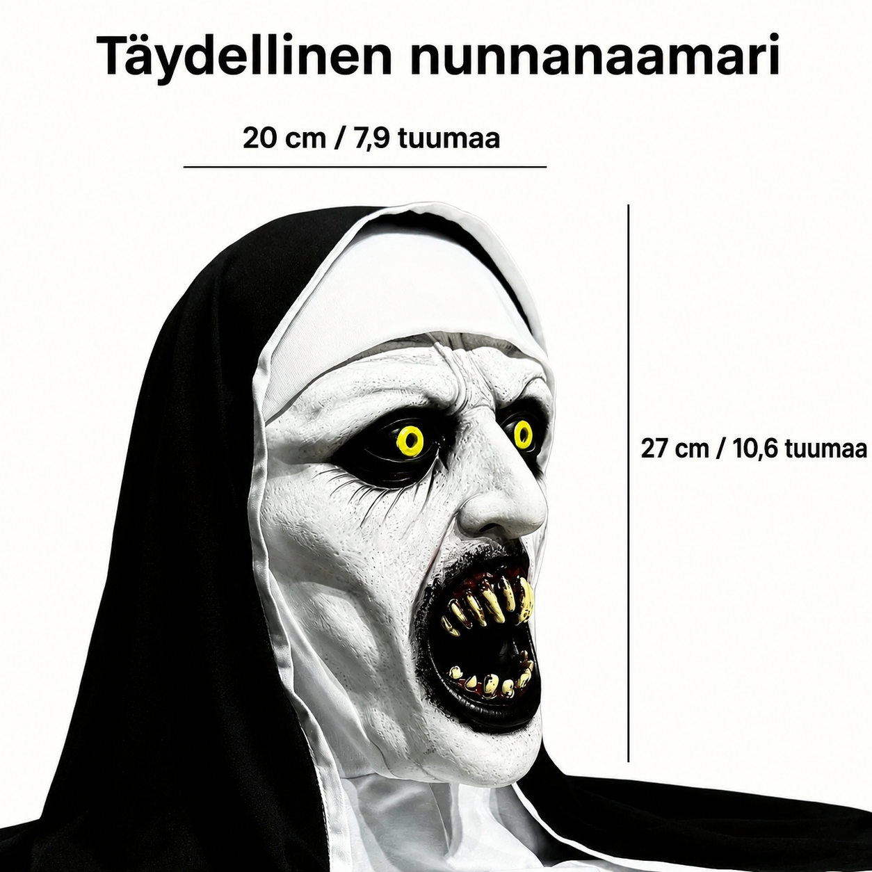 Kauhuteemainen nunnanaamio Halloweeniin