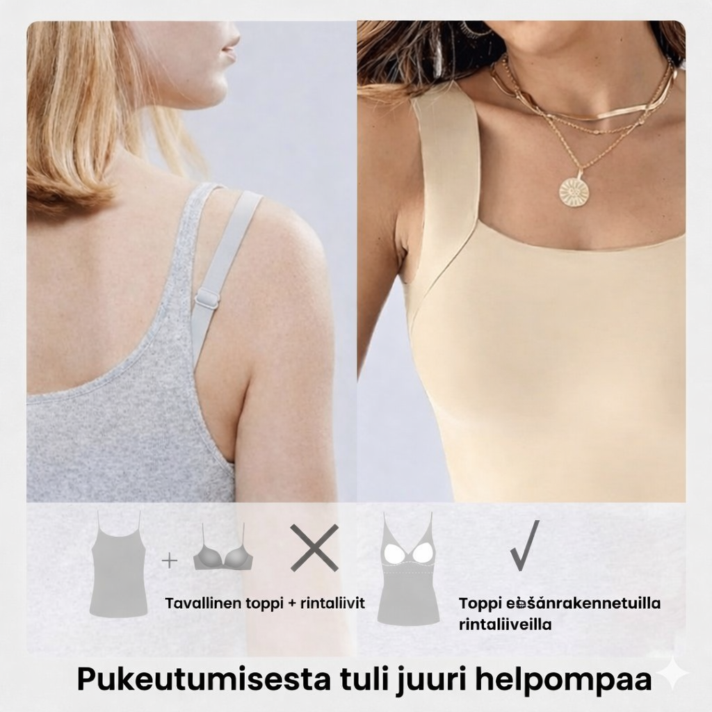 Lämpöinen toppi, jossa sisäänrakennettu rintaliivi (U-kaula-aukko)