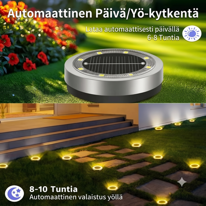 Säänkestävät aurinkokäyttöiset maavalot tähtivaloefektillä