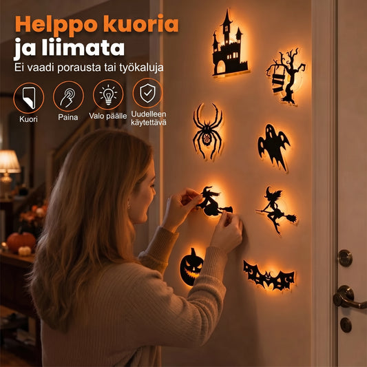 Pimeässä hohtavat Halloween-seinätarrat