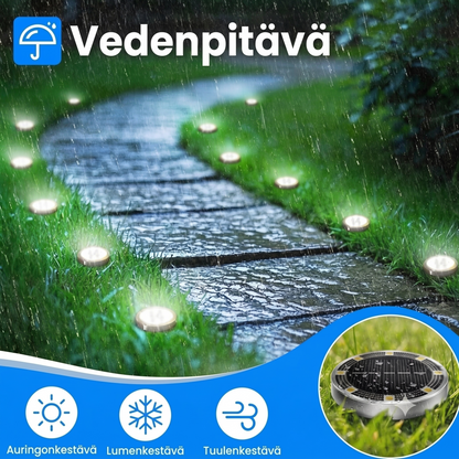 Säänkestävät aurinkokäyttöiset maavalot tähtivaloefektillä