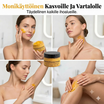 Kurkuma-vartalokuorinta stimuloi ihoa miedolla kuorinnalla ja syvällä kosteutuksella