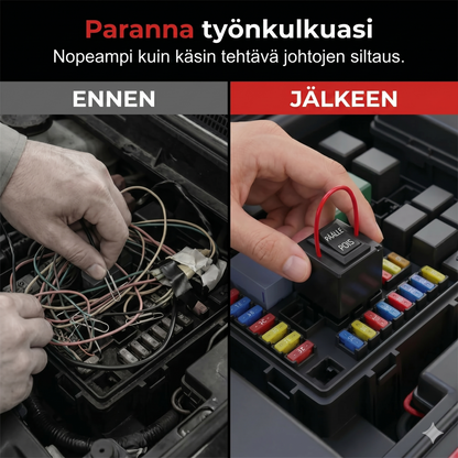 Auton releiden testisarja käynnistyskaapeleilla