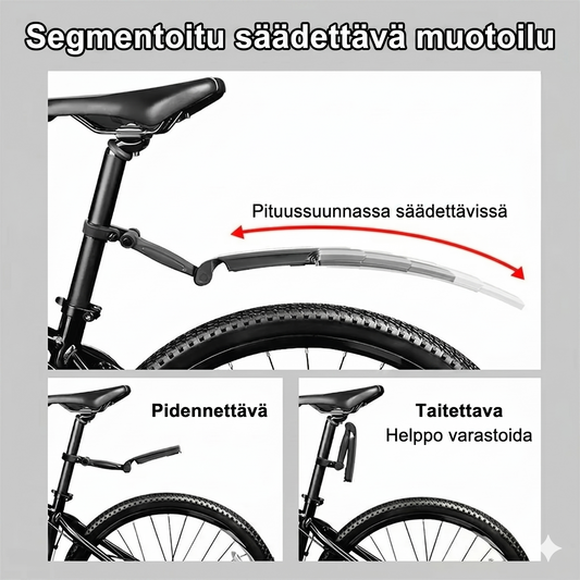 Säädettävä ja sisäänvedettävä lokasuojasarja polkupyörään