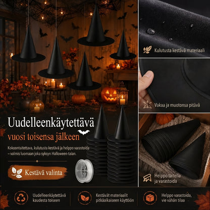 Leijuvat noidanhatut Halloween-koristeluun