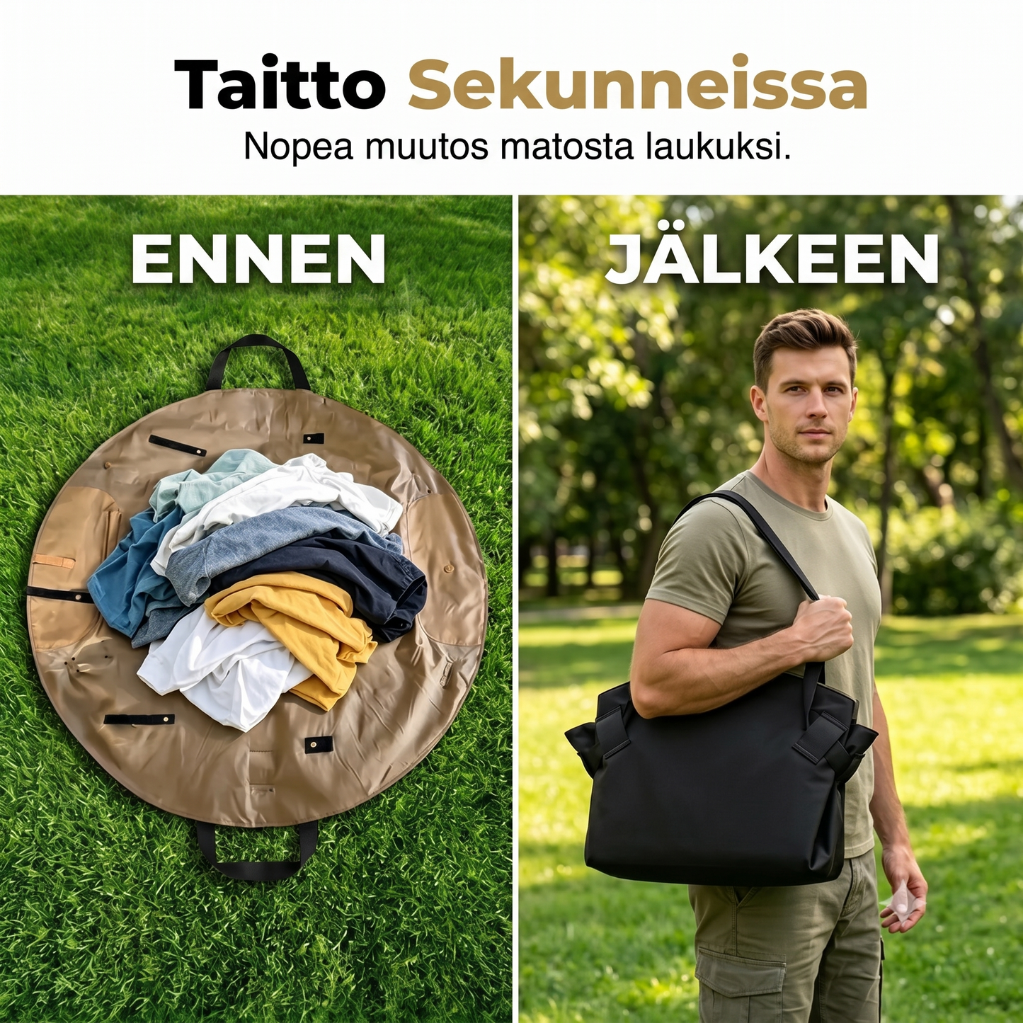 Vedenpitävä matkalaukku ja piknikmatto 2-in-1