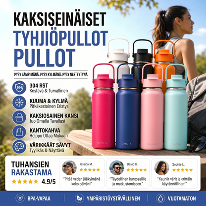 Tyhjiöeristetty ruostumaton teräsmuki vuotamattomalla kannella ja pillillä