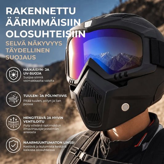 Kokokasvomaski naarmuuntumattomilla urheilulaseilla