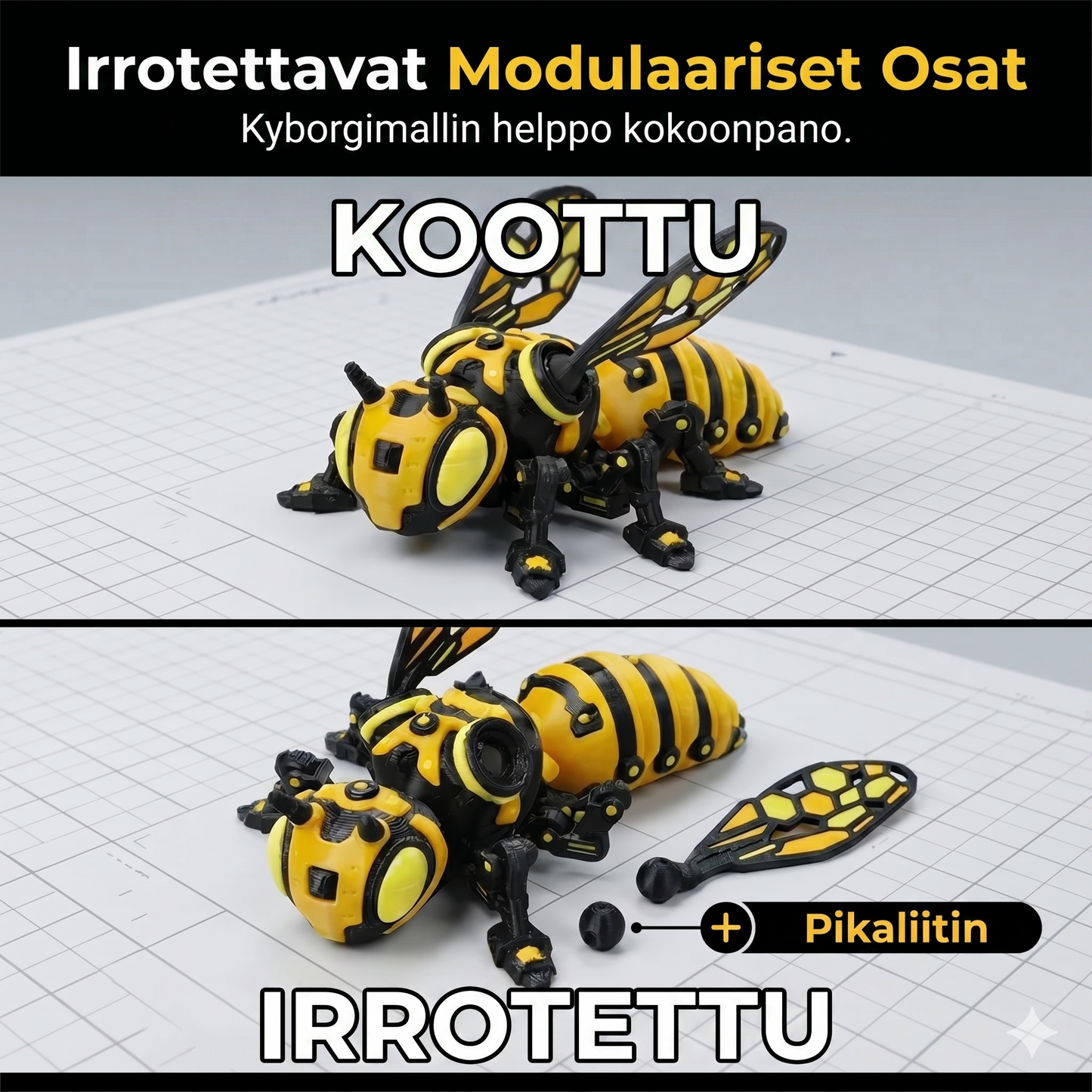 Tämä ei ole hyönteinen, tämä on mecha-hirviö! Purettavat nivelet, futuristinen muotoilu