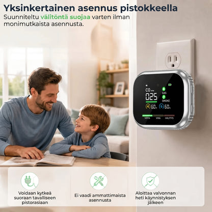 6-in-1 älykäs turvailmaisin CO-kaasulle ja savulle
