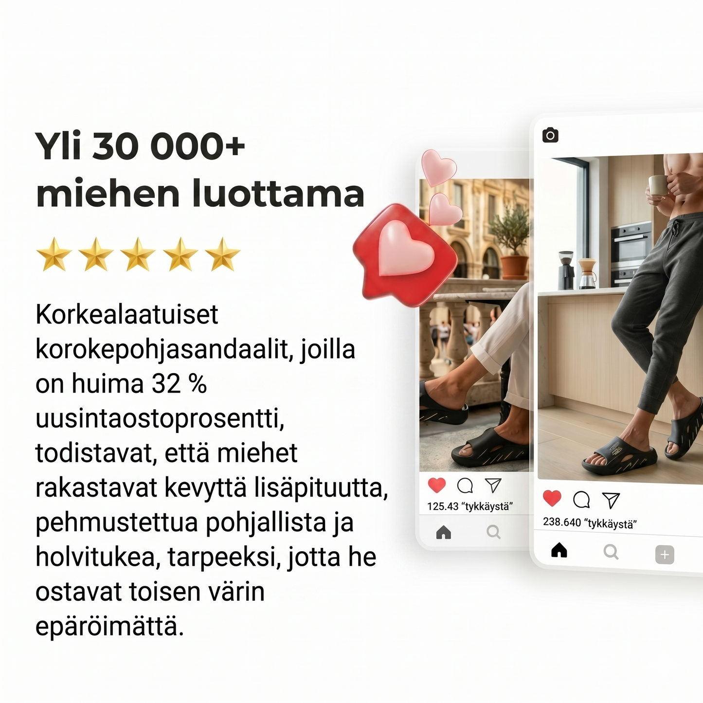 Miesten Cloud-sandaalit paksulla liukuestepohjalla