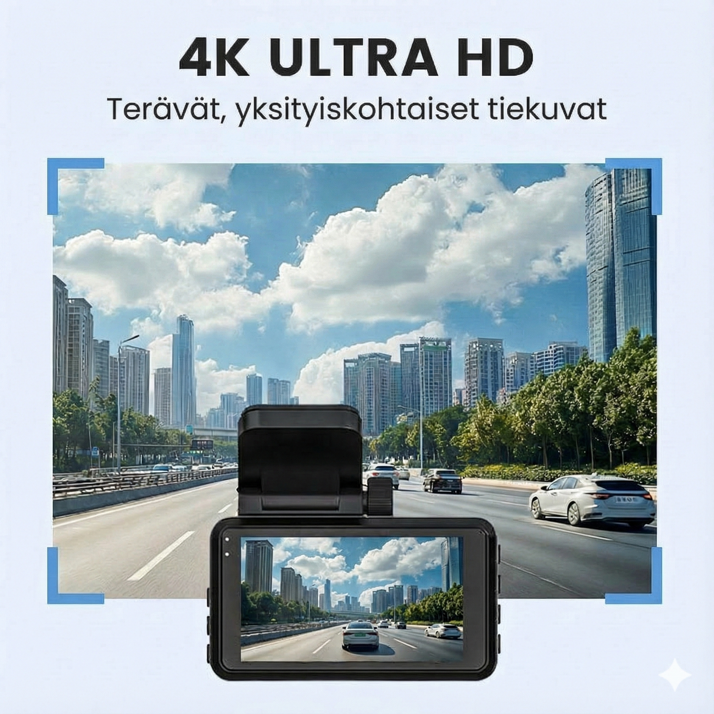 4K Ultra HD -kojelautakamera Wi-Fi-yhteydellä ja pimeänäkötoiminnolla