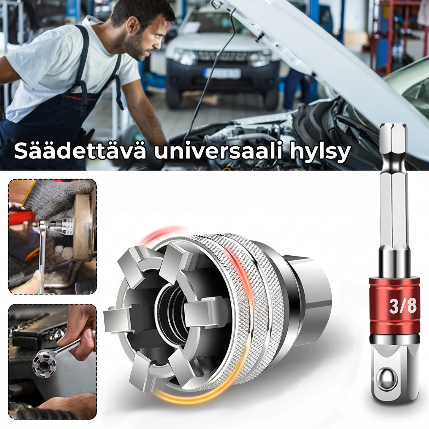 Yleismallinen säädettävä hylsyavain