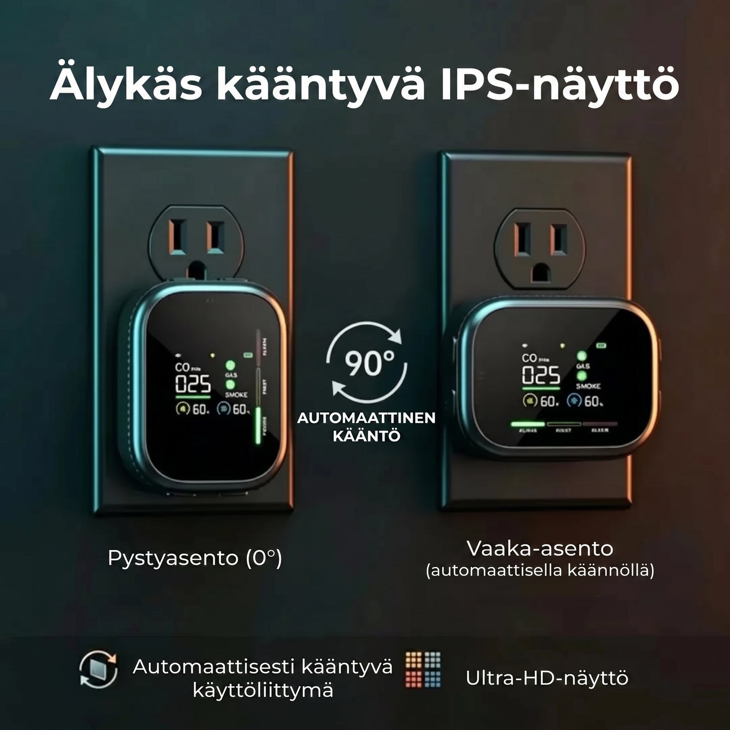 6-in-1 älykäs turvailmaisin CO-kaasulle ja savulle