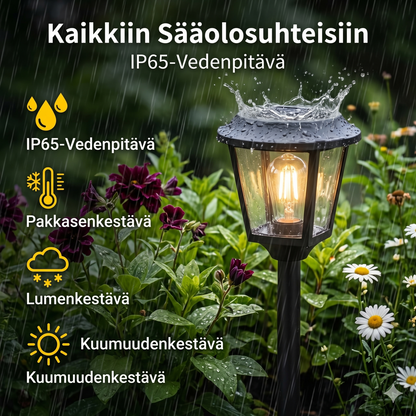 Aurinkoenergiakäyttöinen puutarhavalo – retro-muotoilu, 12–14 tunnin valaistus & IP65-vedenpitävä