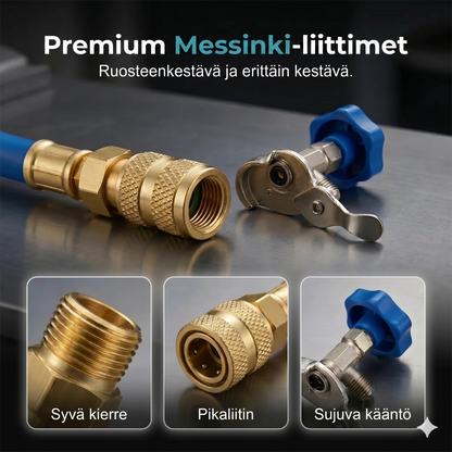 R134ailmastoinnin täyttöletku painemittarilla
