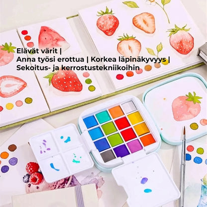 Erittäin kompakti akvarellisetti, 16 väriä