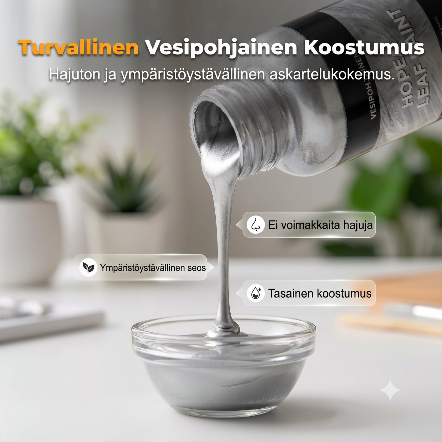 Metallinen hopeamaali tee-se-itse-projekteihin