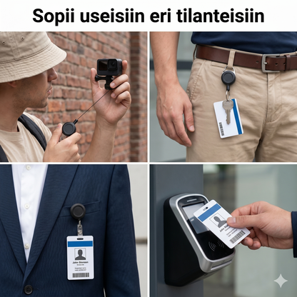 Uusi monitoiminen 3-in-1-karabiinihaka kelautuvalla narupidikkeellä