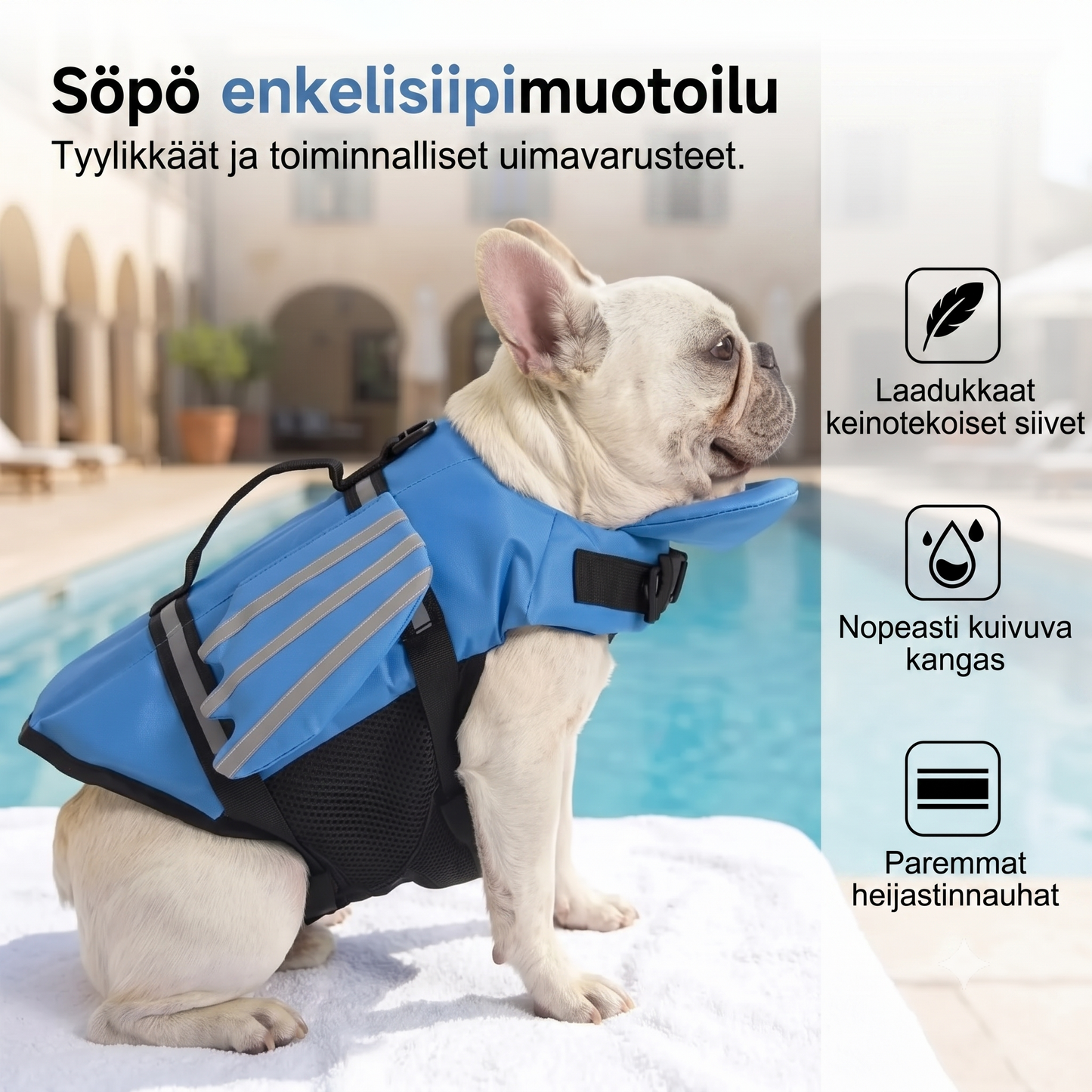 Koiran pelastusliivi enkelinsiivillä