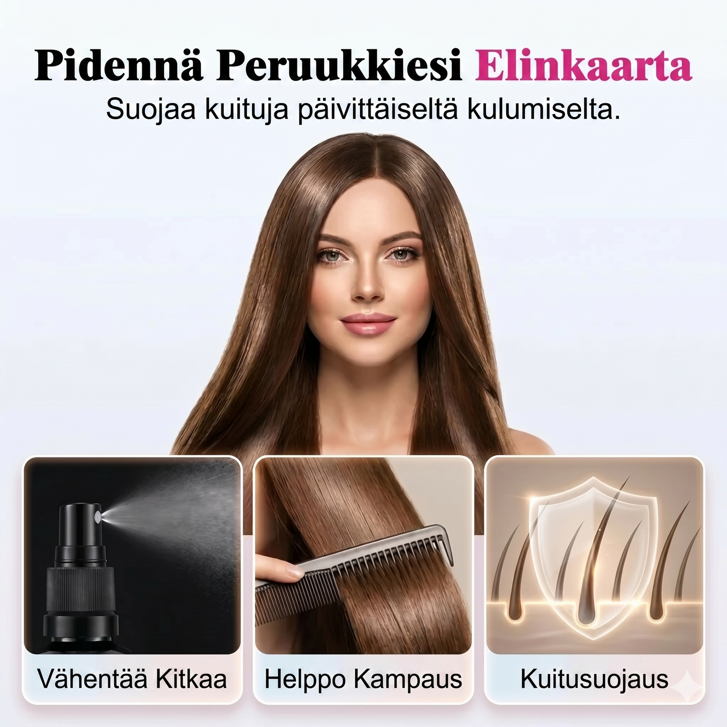 Hiuslakka peruukkien suoristamiseen ja silottamiseen