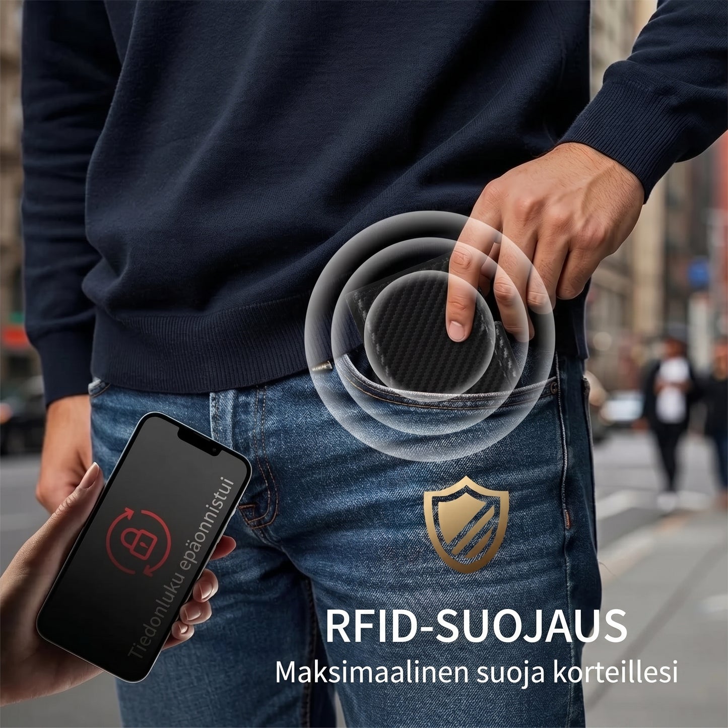 Ohut miesten lompakko RFID-suojauksella