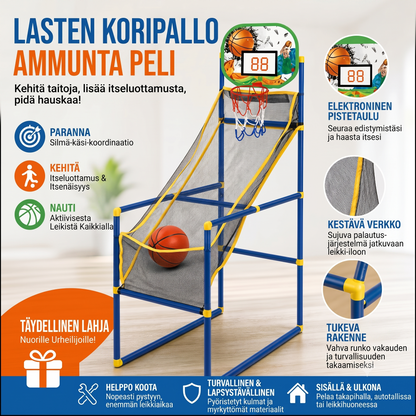 Sisäkoripallosetti neljällä pallolla ja automaattisella pallonpalautuksella