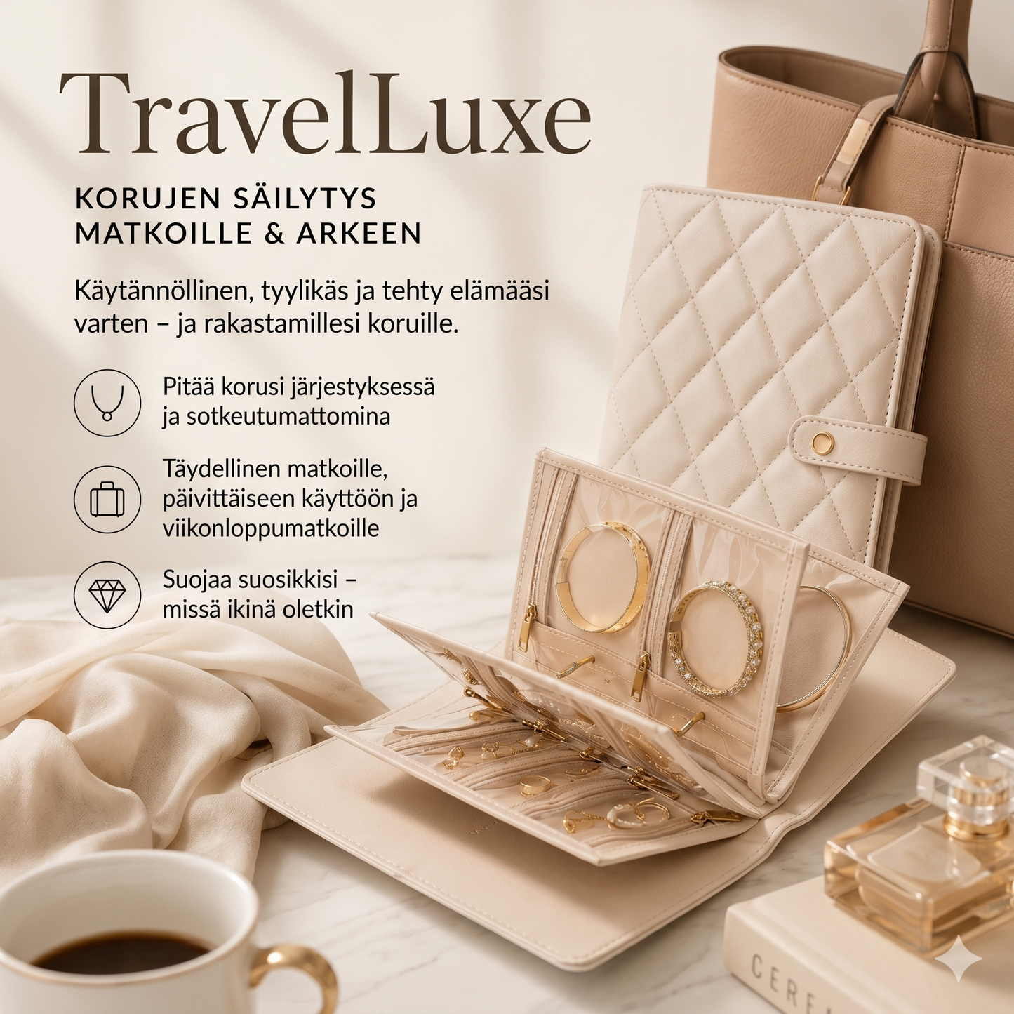 TravelLuxe-korurasia – kompakti ja aina järjestyksessä