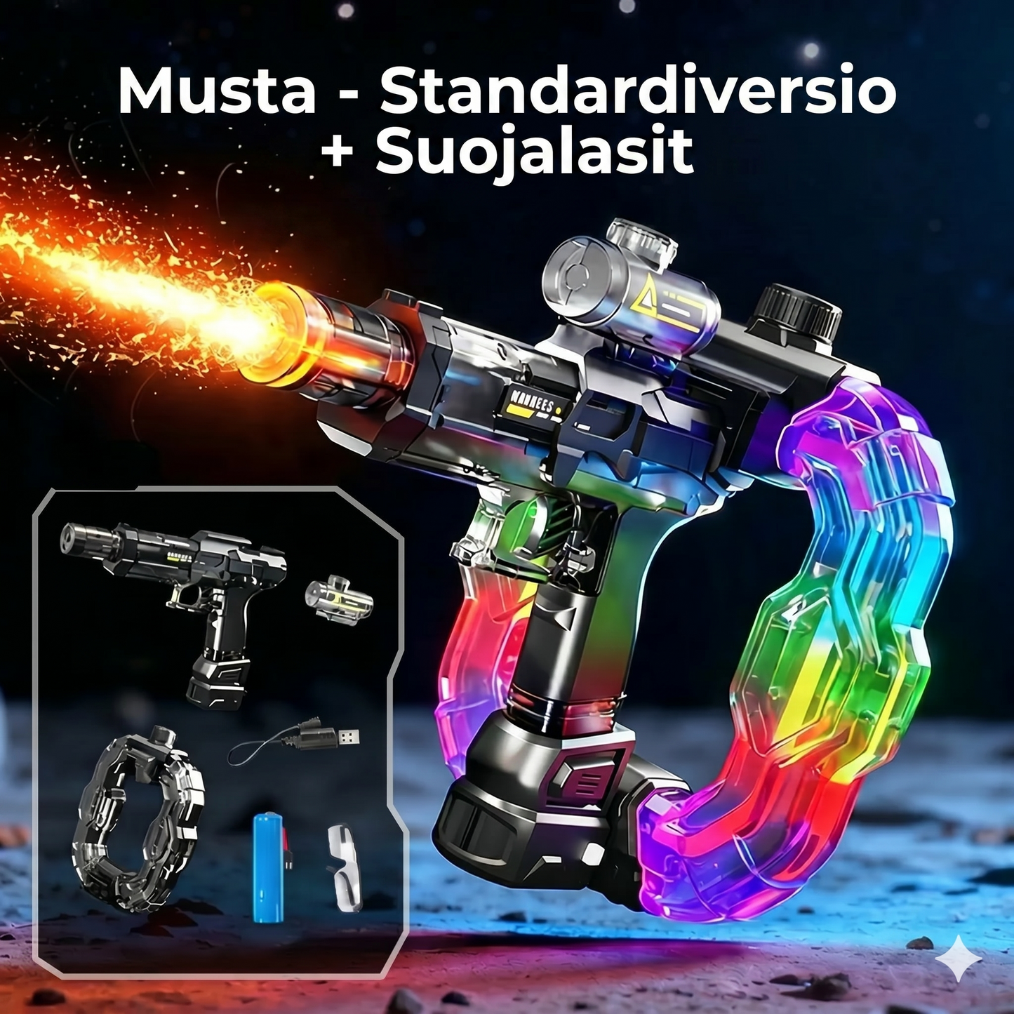 Sateenkaaren lailla loistava vesipyssy