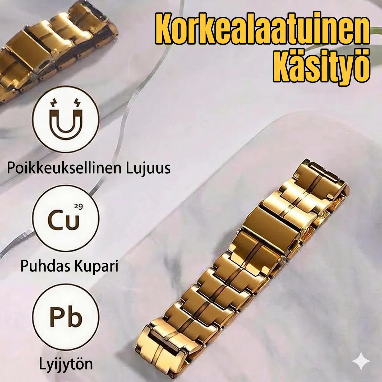 Retro miesten rannekoru ristillä ja kaksirivisellä magneettilukolla