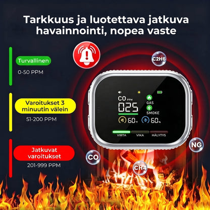 6-in-1 älykäs turvailmaisin CO-kaasulle ja savulle