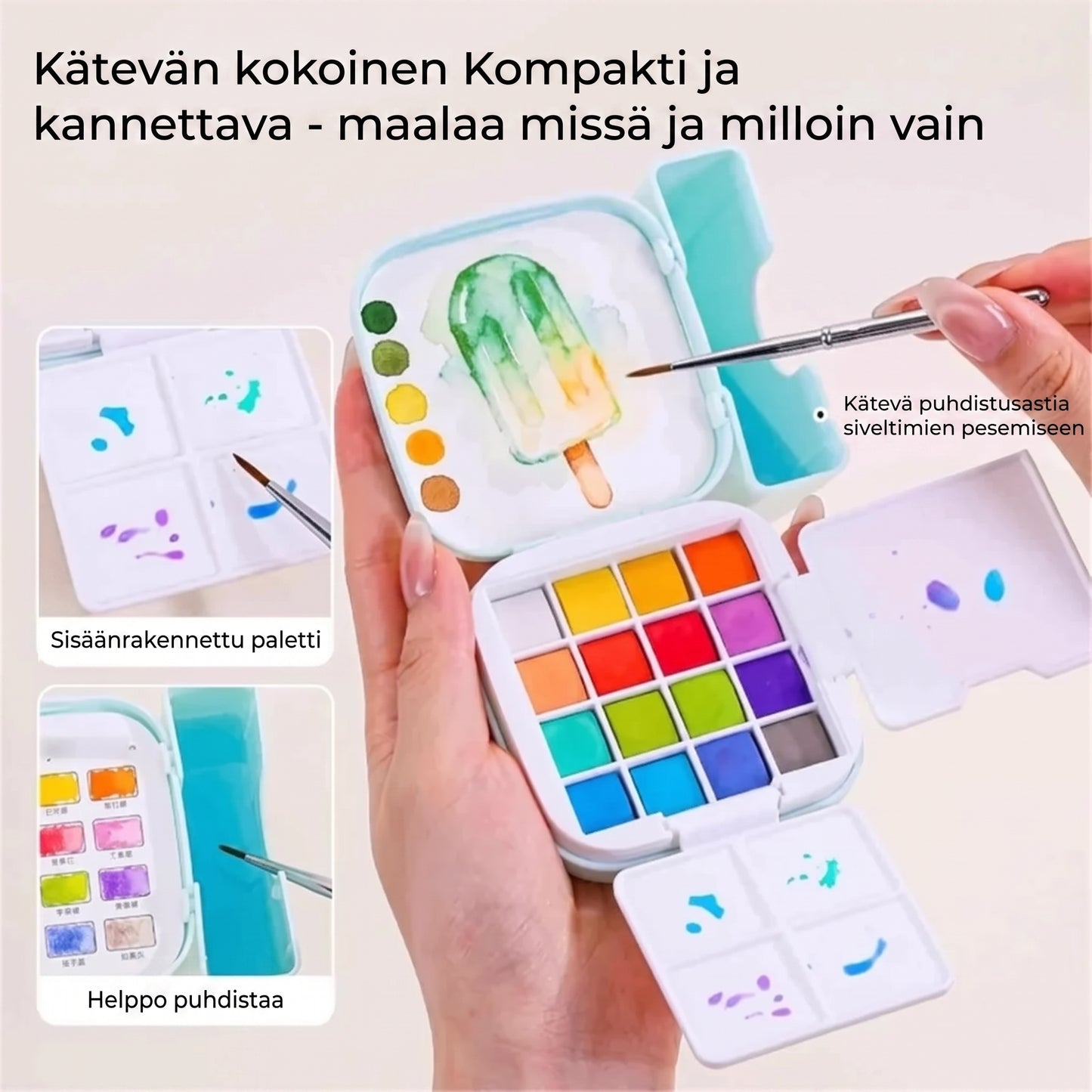 Erittäin kompakti akvarellisetti, 16 väriä