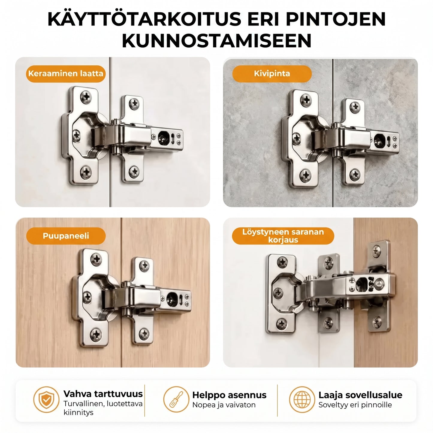 Laajenevat ruuviankkurit oven saranoille 60 kpl