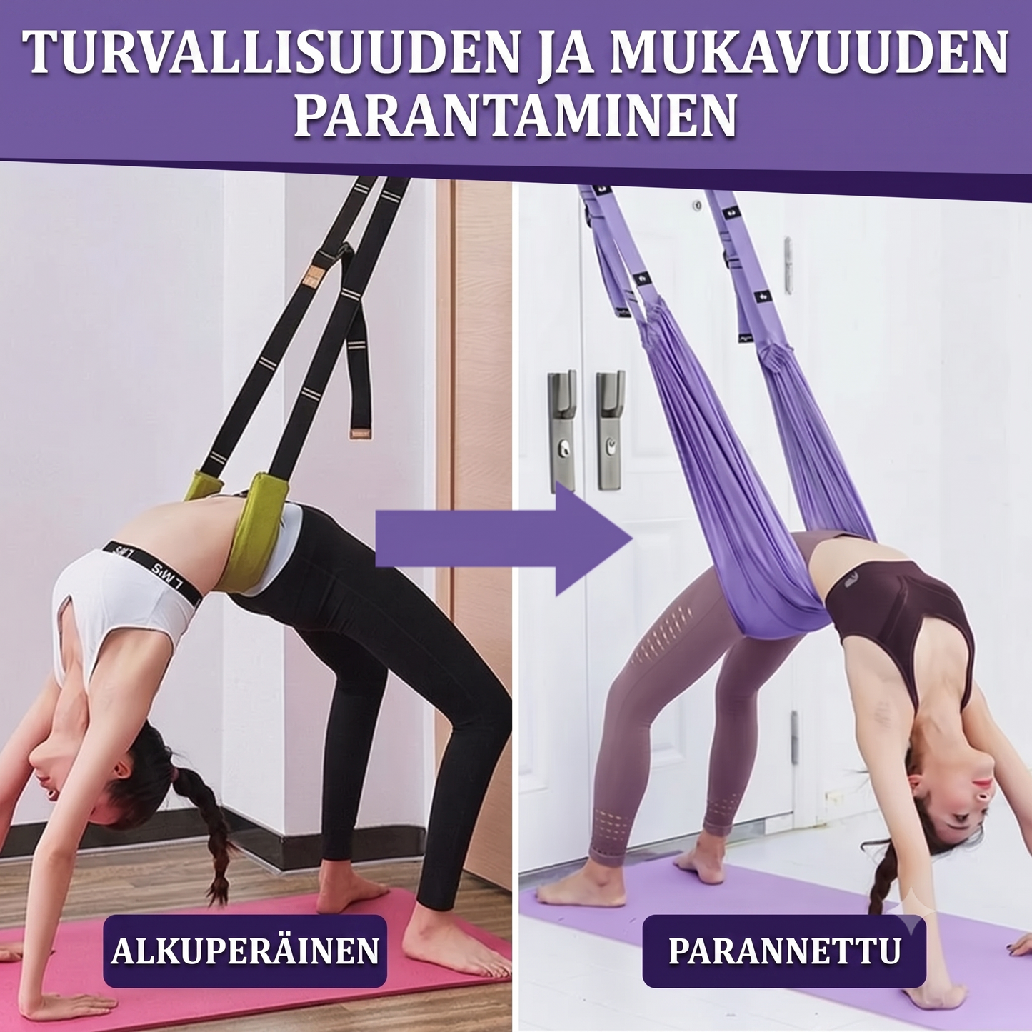 Säädettävä joogavyö venyttelyyn ja asentoon