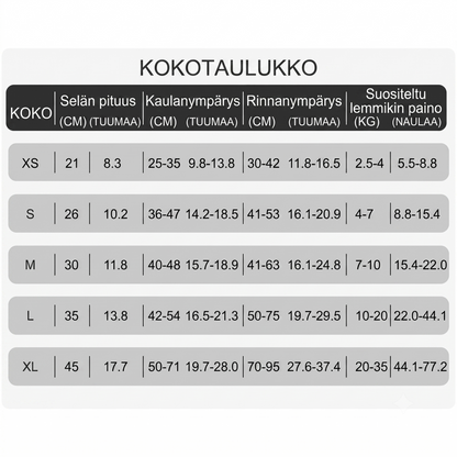 Koiran pelastusliivi enkelinsiivillä