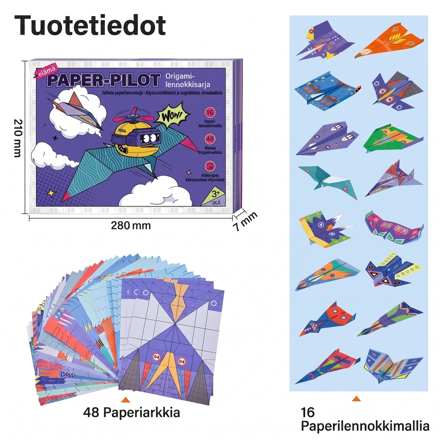 Paperilennokkien rakennussarja 10 mallilla