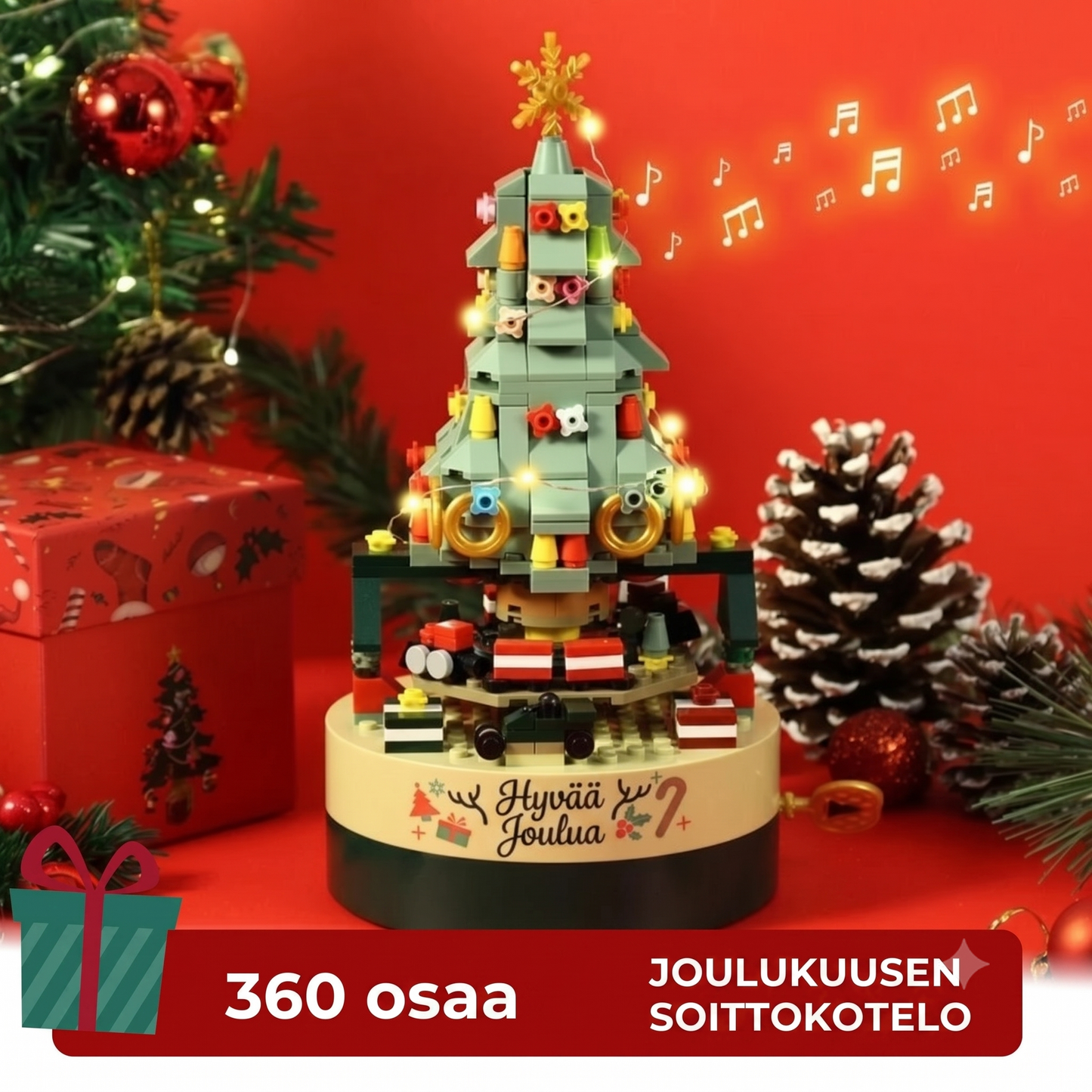 Liikkuva joulukuusi rakennuspalikoista