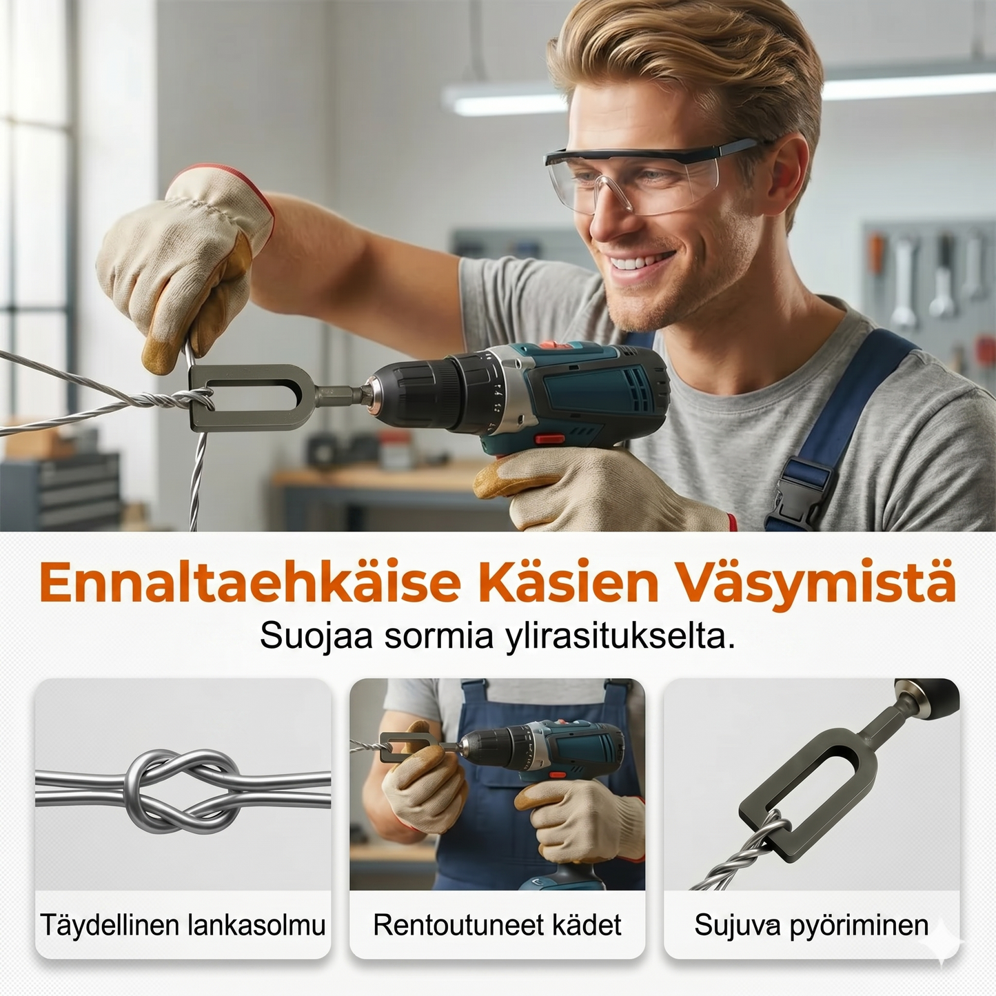 Sähköporan langanpujotustyökalu / langanvääntöbitti