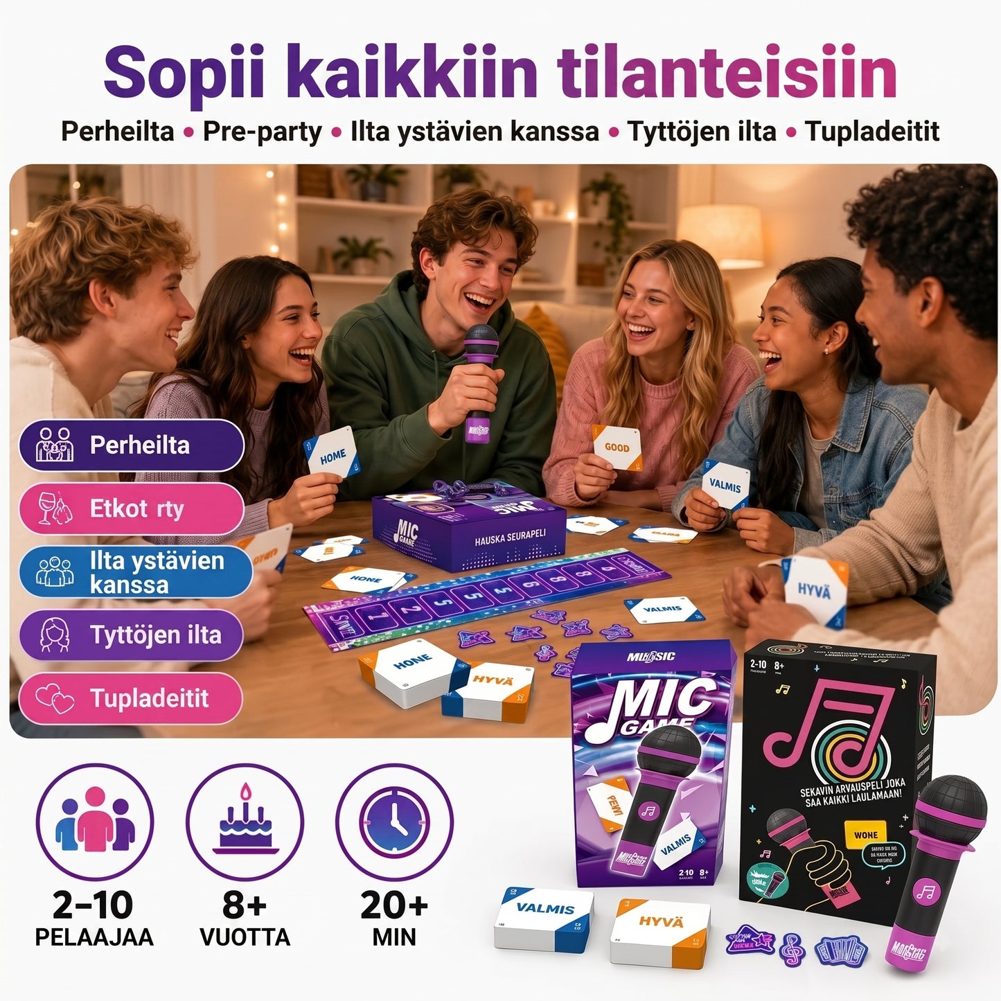 Music Mic Game -juhlapeli mikrofonilla