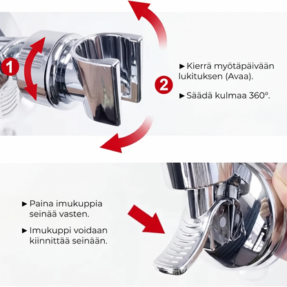 Imukupilla varustettu suihkupään pidike