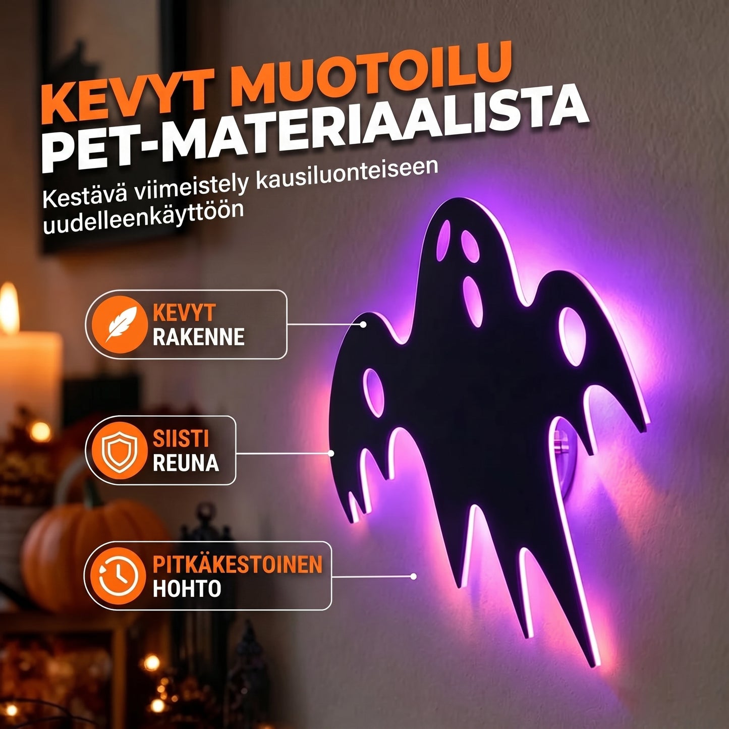 Pimeässä hohtavat Halloween-seinätarrat
