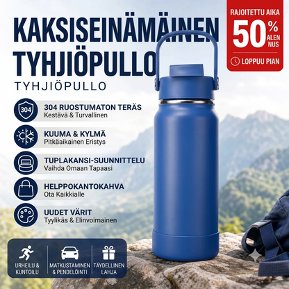 Tyhjiöeristetty ruostumaton teräsmuki vuotamattomalla kannella ja pillillä