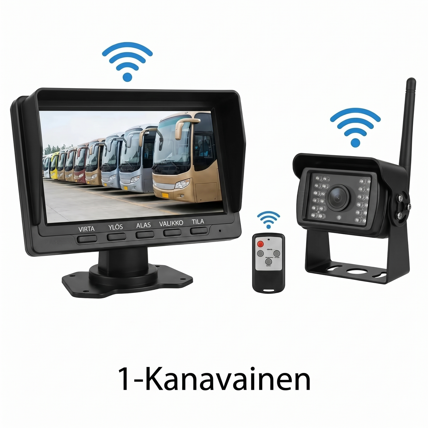 Laadukas langaton peruuttamikamerajärjestelmä 7 tuuman laajakuvanäytöllä