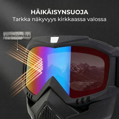 Kokokasvomaski naarmuuntumattomilla urheilulaseilla