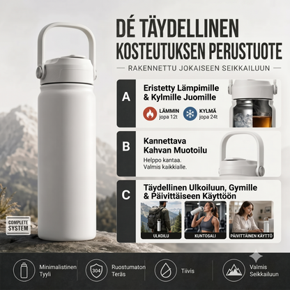 Tyhjiöeristetty ruostumaton teräsmuki vuotamattomalla kannella ja pillillä